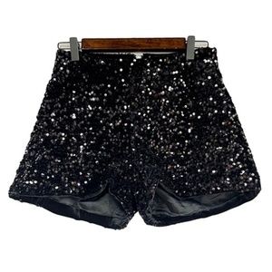 21 - BLACK SEQUIN HIGH WAIST SHORTS